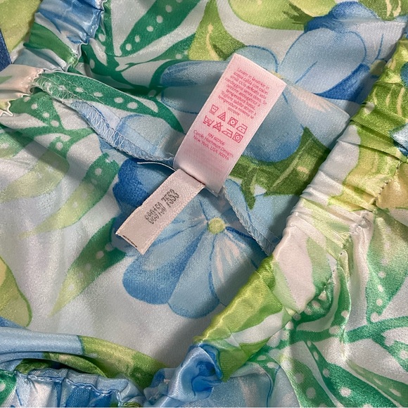 Vintage Oscar de la Renta Pink Label Satin Tropical Print 2 pc. Pajama S… - Picture 10 of 10